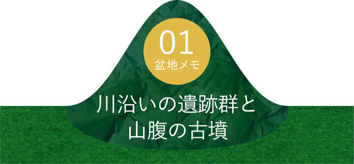 01 盆地メモ 川沿いの遺跡群と山腹の古墳